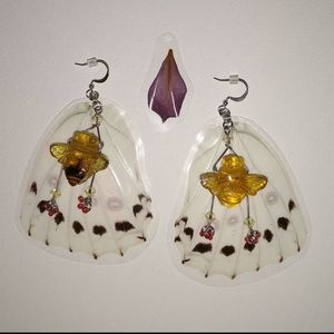 Ethically sourced real wing earrings amber bees